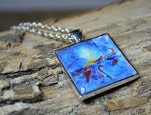 BLUE Abstract Art Pendant Necklace  #1080-11