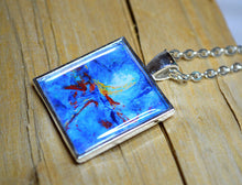 BLUE Abstract Art Pendant Necklace  #1080-11