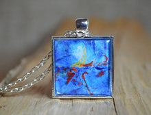 BLUE Abstract Art Pendant Necklace  #1080-11