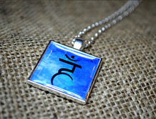 THROAT 5th CHAKRA Pendant - Handmade Silver-Plated Square Blue