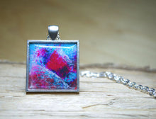 ABSTRACT Art HEART Pendant, Turquoise Magenta-Pink, Love Jewelry, Modern Art Gifts