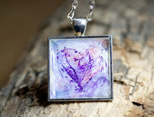 Lilac PURPLE HEART Pendant, Abstract Modern Art, pastel colors, unique gifts