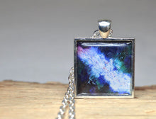 ENERGY Art Jewelry Blue White Pendant, Inspirational Jewelry Abstract Resin Necklace