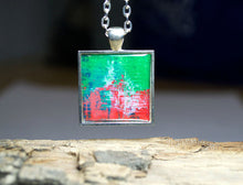 STRENGTH - Green Red Abstract Pendant, unique necklace, colorful jewelry