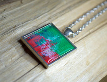 STRENGTH - Green Red Abstract Pendant, unique necklace, colorful jewelry