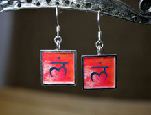 ROOT CHAKRA Symbol - Red Dangle Earrings, handmade Resin Jewelry
