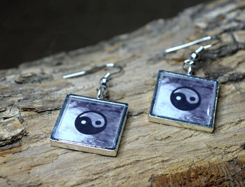 YING YANG Symbol Earrings, Inspirational Jewelry Gifts, Zen, Balance, Yoga