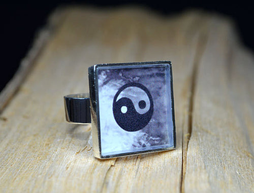 YING YANG Resin Ring, handmade Gifts - Balance, Inspirational Jewelry, Feng Shui