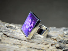 OM Ring 7th Chakra Symbol, adjustable size, purple jewelry, handmade