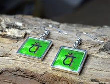 HEART CHAKRA Symbol Earrings - Green Yoga Jewelry, 4th Chakra