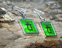 HEART CHAKRA Symbol Earrings - Green Yoga Jewelry, 4th Chakra