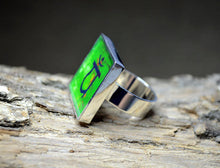 HEART CHAKRA Symbol Green Ring, adjustable handmade #1067