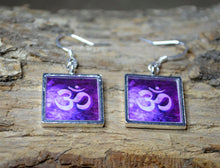 OM Symbol Earrings - Crown Chakra, Purple Yoga Gifts, Namaste, unique