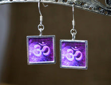 OM Symbol Earrings - Crown Chakra, Purple Yoga Gifts, Namaste, unique