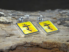 SOLAR PLEXUS 3rd Chakra Dangle Earrings - Handmade Silver-Plated Yellow