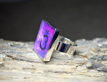 THIRD EYE CHAKRA Symbol Ring, adjustable, Yoga Jewelry, purple