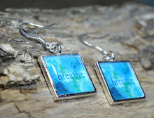 BREATHE - handmade Turquoise Earrings Word Art Resin Jewelry Inspirational