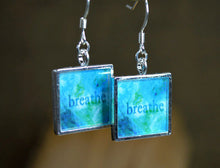 BREATHE - handmade Turquoise Earrings Word Art Resin Jewelry Inspirational