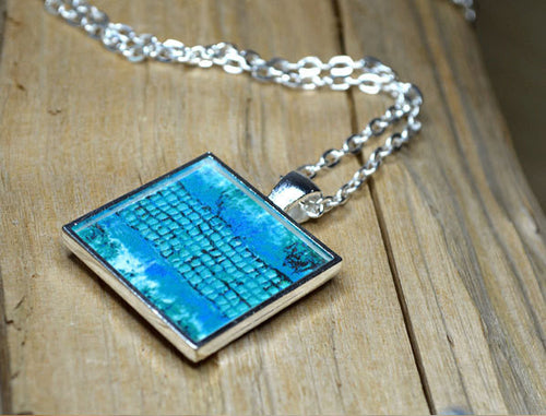 TURQUOISE Resin Jewelry Aqua Pendant, Wearable Art, Resin Statement Necklace