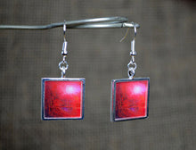 IN TOUCH - Red Abstract Wearable Art, Dangle Earrings, handmade