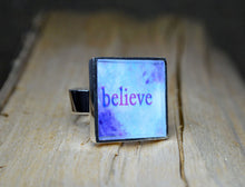 BELIEVE - Word Art Resin Ring handmade, adjustable