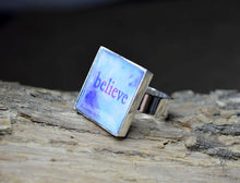 BELIEVE - Word Art Resin Ring handmade, adjustable