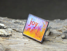 JOY - Inspirational Word Art Ring, adjustable, multi-colored