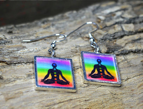 YOGA Earrings, Chakra Jewelry Colorful Rainbow Colors, 7 Chakras