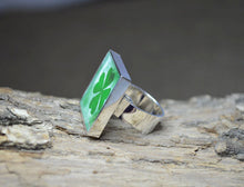 Four Leaf CLOVER Ring - adjustable Good Luck, handmade, resin