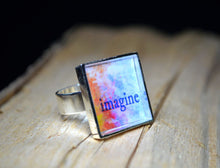IMAGINE - Inspirational Word Art Ring, handmade #6006