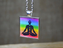YOGA Pendant, Yoga Gifts, 7 chakras, Chakra Jewelry, Resin Jewelry, Rainbow Colors