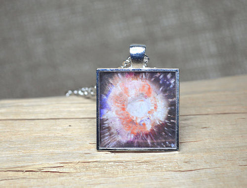 BROWN ORANGE Jewelry, Abstract Art Pendant, Unique handmade gifts, Cosmic