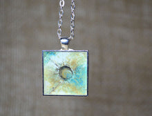 Original Wearable Art - Turquoise Tan White Pendant, Abstract Art MIRACLE PLANET