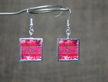 RASBERRY RED Earrings Square Dangle Earrings - handmade