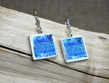 BLUE Modern Art Dangle Earrings square, handmade
