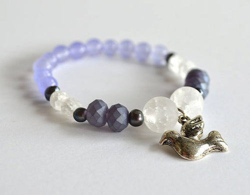 DOVE PEACE Beads Bracelet, Inspirational Jewelry, handmade