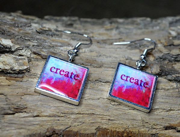 CREATE - Dangle Earrings, handmade resin