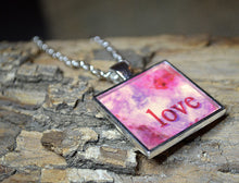 LOVE Pendant, Love Necklace, handmade pink art gift