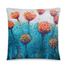 Orange Turquoise-Teal Abstract Floral THROW PILLOW