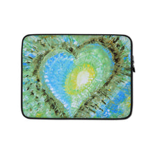 Colorful Abstract Heart LAPTOP SLEEVE Pouch Green Blue Artsy