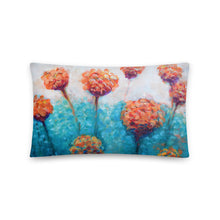 Orange Turquoise-Teal Abstract Floral THROW PILLOW