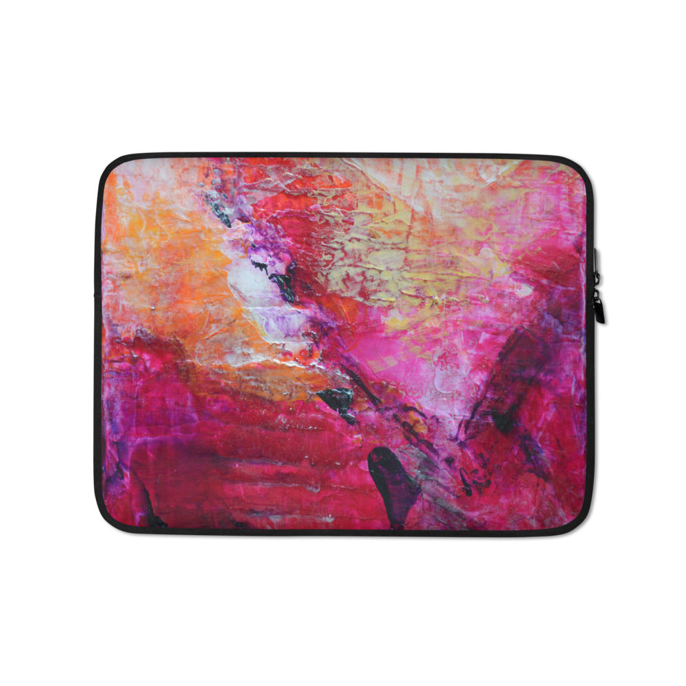 Pink Orange Abstract LAPTOP SLEEVE Cover Heart Art