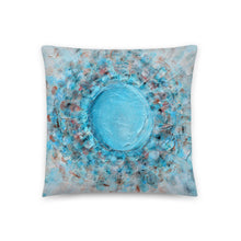 THROW PILLOW Floral Abstract Bubble Crater in Aqua Blue Shades