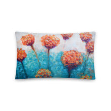 Orange Turquoise-Teal Abstract Floral THROW PILLOW
