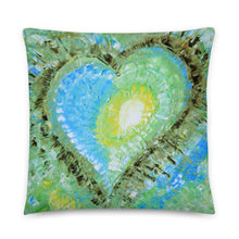 THROW PILLOW Abstract Heart light green blue
