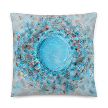THROW PILLOW Floral Abstract Bubble Crater in Aqua Blue Shades