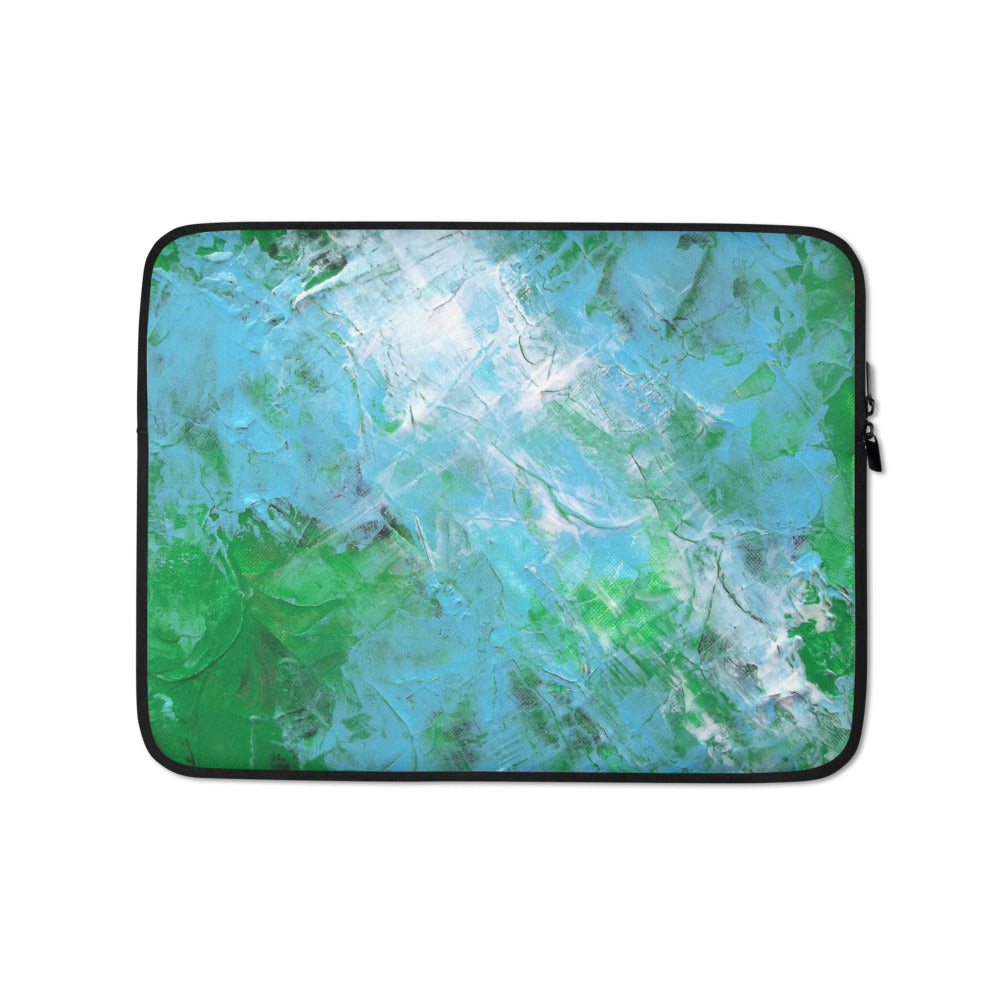 Blue Green Abstract Artsy LAPTOP SLEEVE Cover Painting