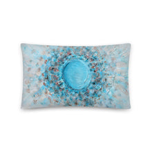 THROW PILLOW Floral Abstract Bubble Crater in Aqua Blue Shades