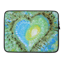 Colorful Abstract Heart LAPTOP SLEEVE Pouch Green Blue Artsy