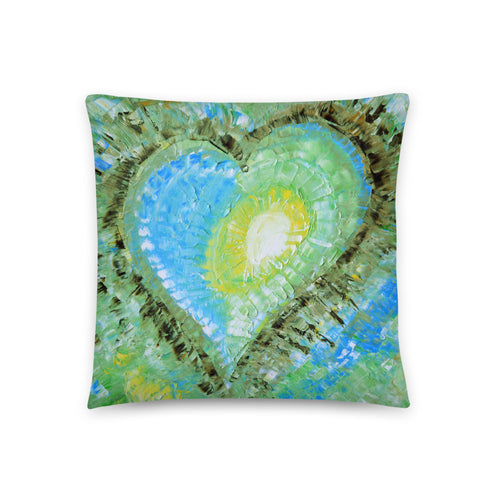 THROW PILLOW Abstract Heart light green blue